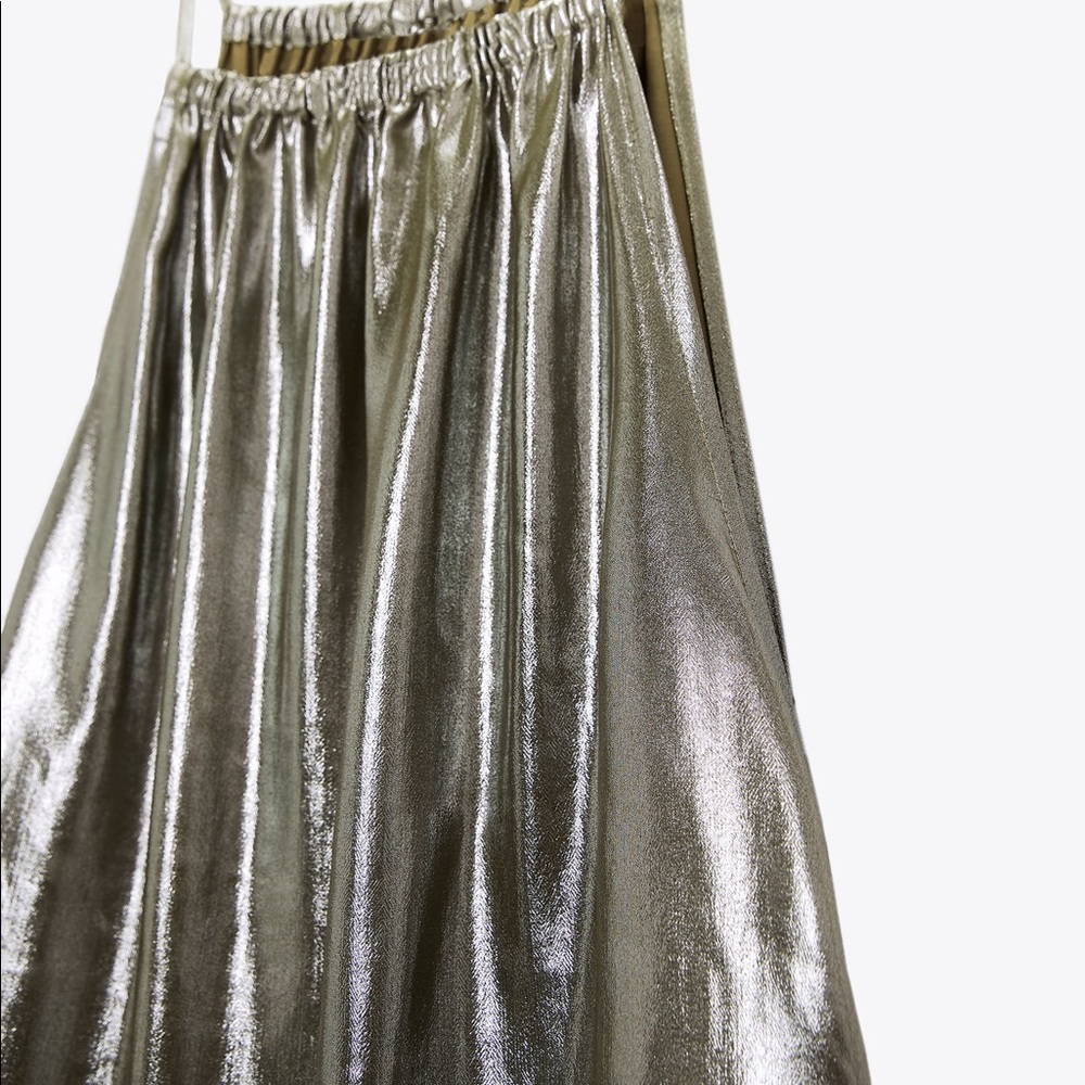 ZARA NEW WOMAN HALTER CAMISOLE TOP SILVER GOLD - Picture 8 of 11